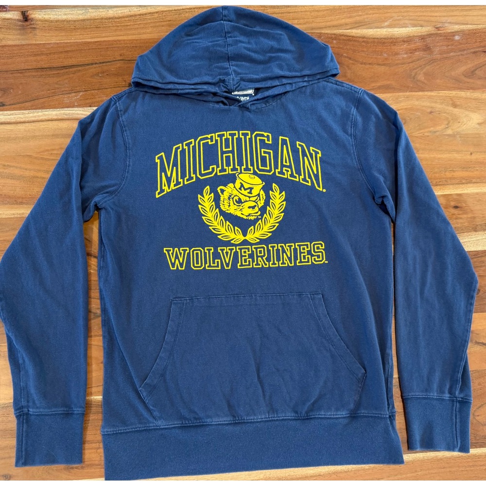 Tailgate Michigan Wolverines Hoodie Small Navy Blue Cotton Mascot Pullover